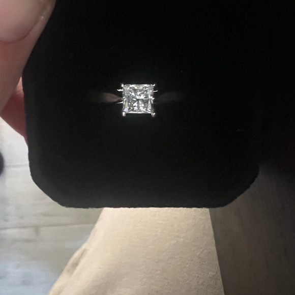 Lady’s 14 Karat White Gold Ideal Cut Solitaire Diamond Engagement Ring - Picture 2 of 8